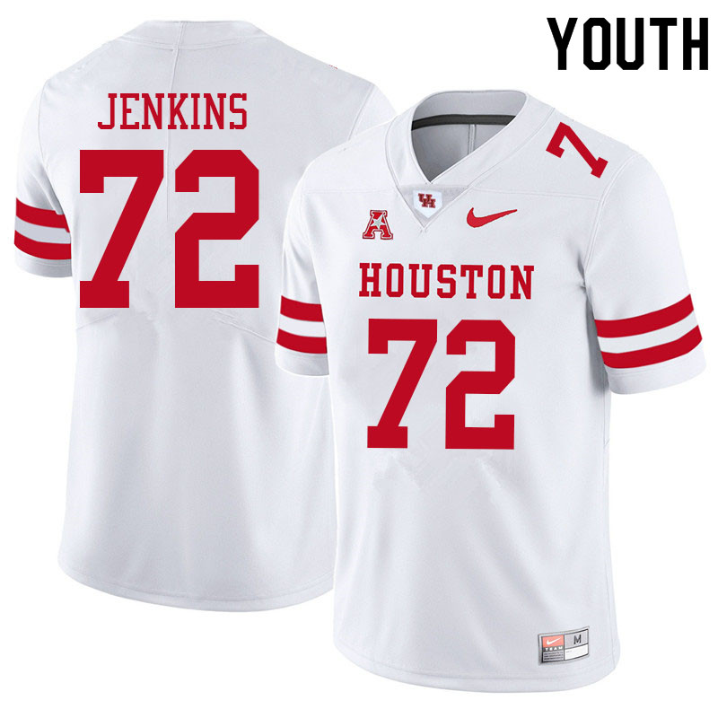 Youth #72 Tank Jenkins Houston Cougars College Football Jerseys Sale-White - Click Image to Close